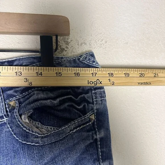 Y2K Amethyst Denim Jean Pant Women 11 Low Rise Slim Straight Fit Punk Distressed - Picture 5 of 15